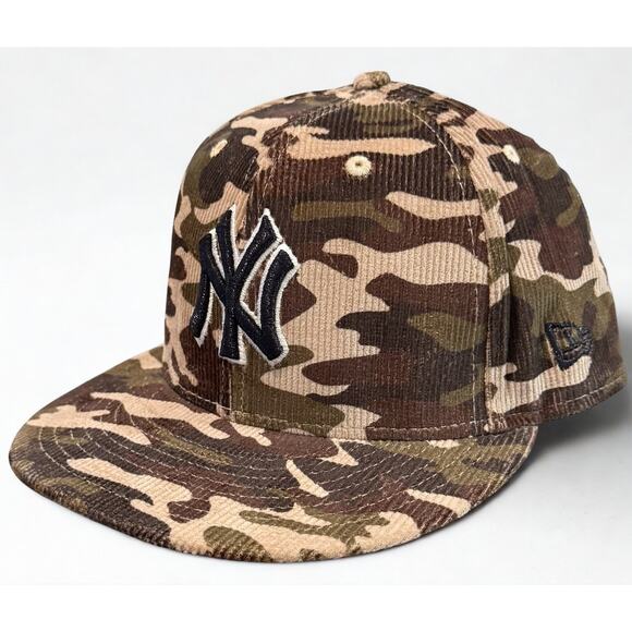 New York Yankees '08 All Star Game New Era 59FIFTY Camo Corduroy Fitted Hat Sz 8 - Picture 6 of 11